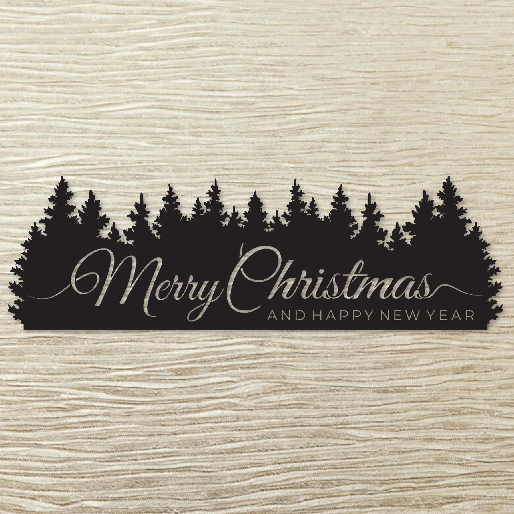 Merry Christmas Trees Metal Wall Sign, Holiday Forest Scene Wall Art, Christmas Mantel Decoration, Rustic Winter Home Decor