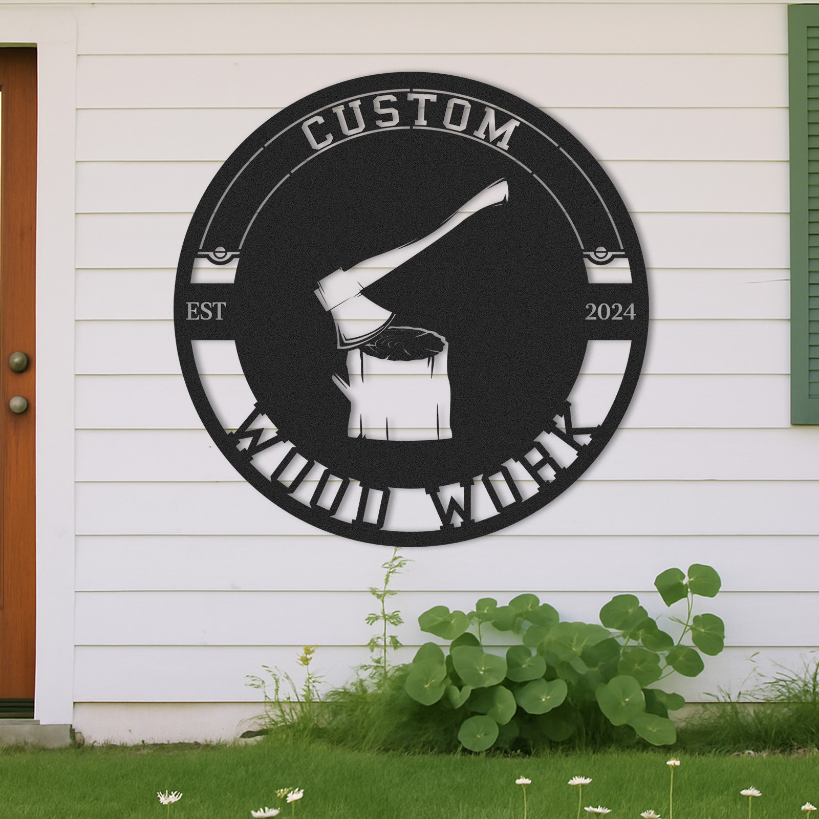 Custom Woodworking Sign, Personalized Woodwork Metal Sign, Rustic Workshop Decor, Gift for Carpenter Dad