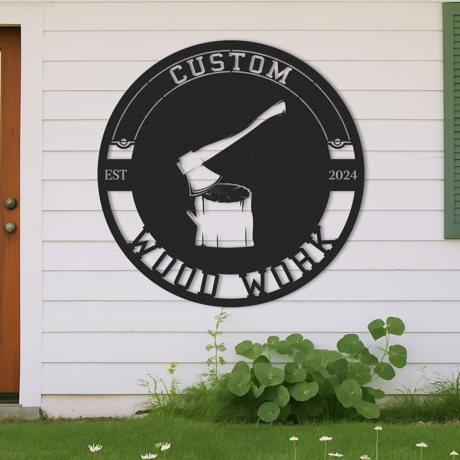 Custom Woodworking Sign, Personalized Woodwork Metal Sign, Rustic Workshop Decor, Gift for Carpenter Dad