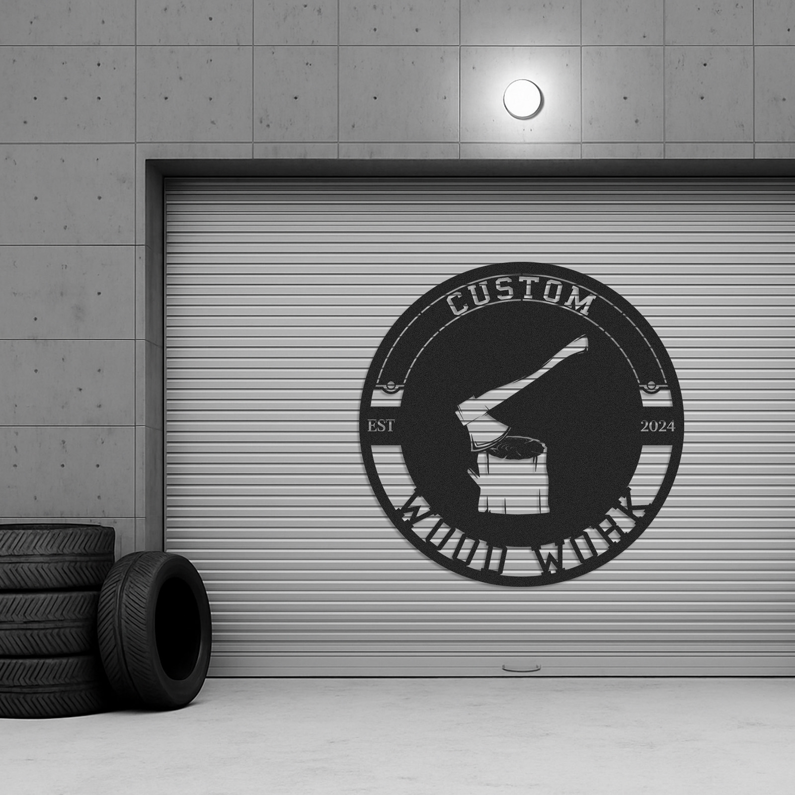 Custom Woodworking Sign, Personalized Woodwork Metal Sign, Rustic Workshop Decor, Gift for Carpenter Dad