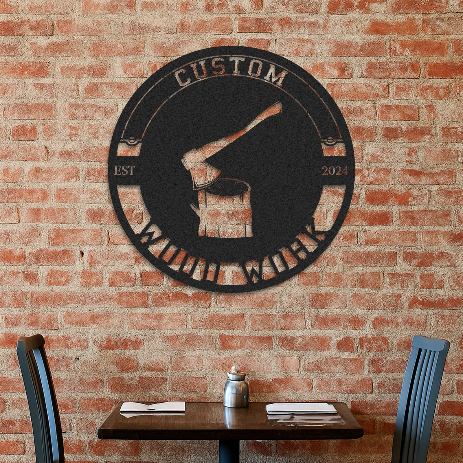 Custom Woodworking Sign, Personalized Woodwork Metal Sign, Rustic Workshop Decor, Gift for Carpenter Dad