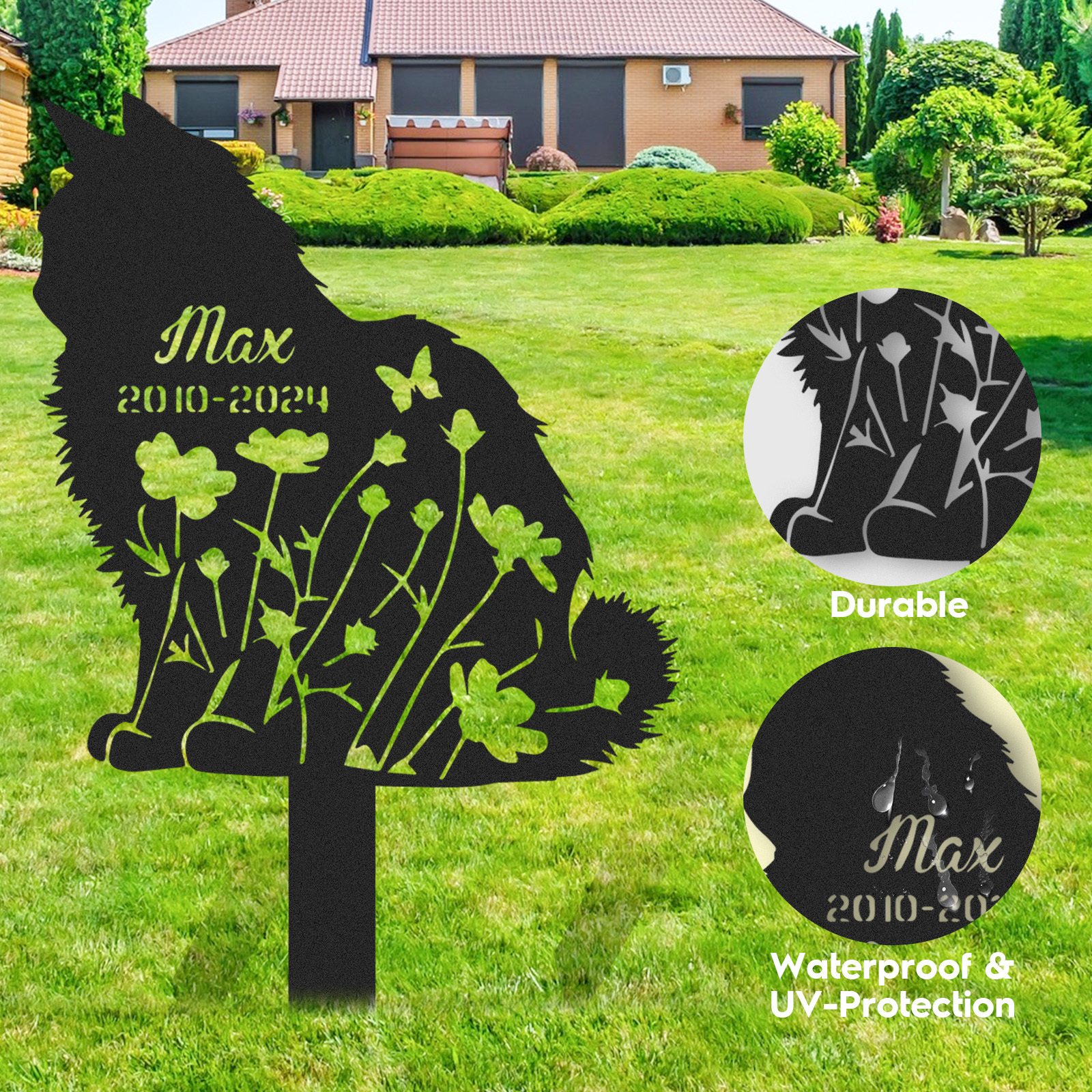 Custom Cat Memorial Stake, Cat Grave Marker, Cat Breed Metal Sign, Pet Memorial Gift, Cat Memorial Plaque