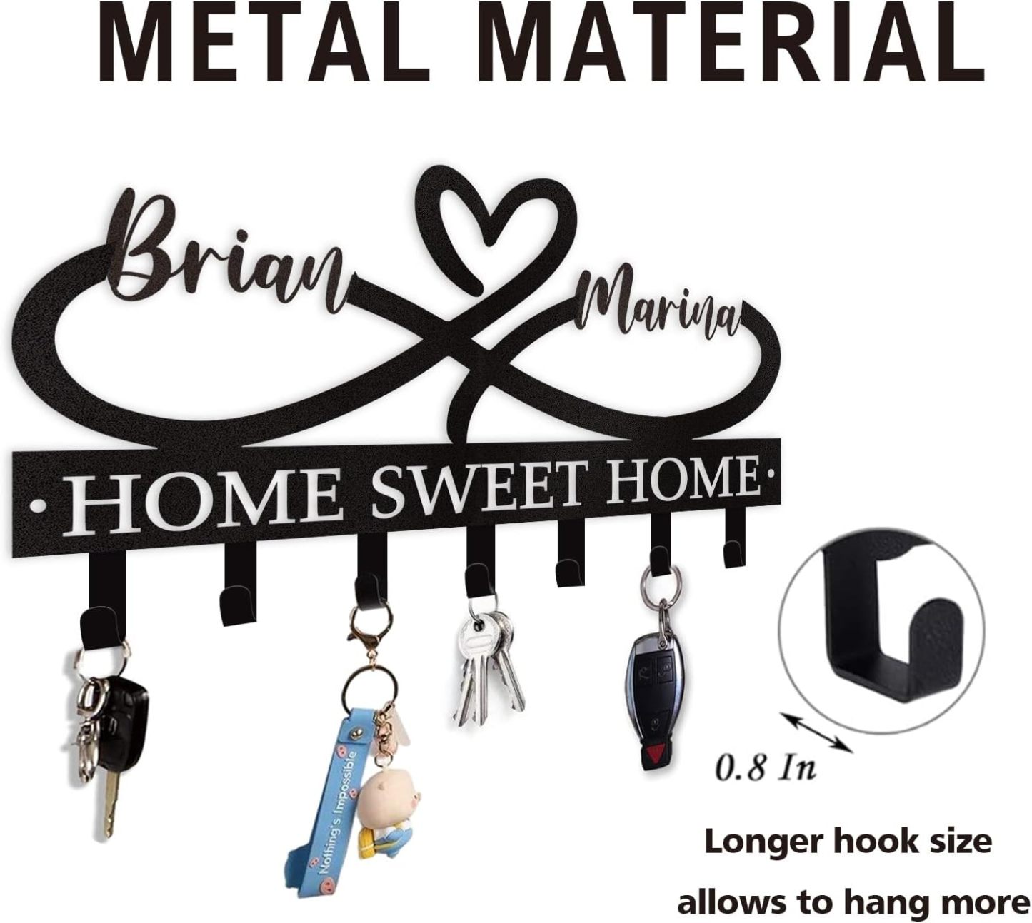 Personalized Key Holder for Wall, Custom Metal Deer Cabin Key Hooks with Name-MetalsignX