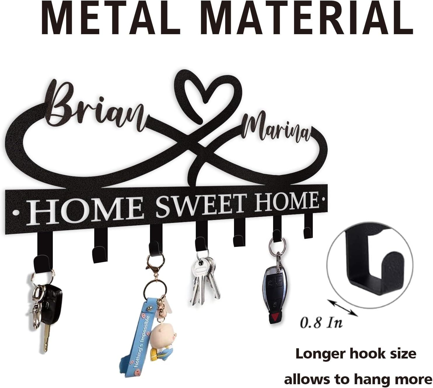 Personalized Key Holder for Wall, Custom Metal Deer Cabin Key Hooks with Name-MetalsignX