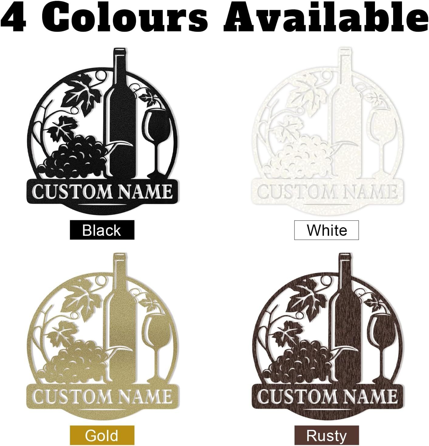 Personalized Wine Bottle Metal Sign , Elegant Bar & Kitchen Wall Art-MetalsignX