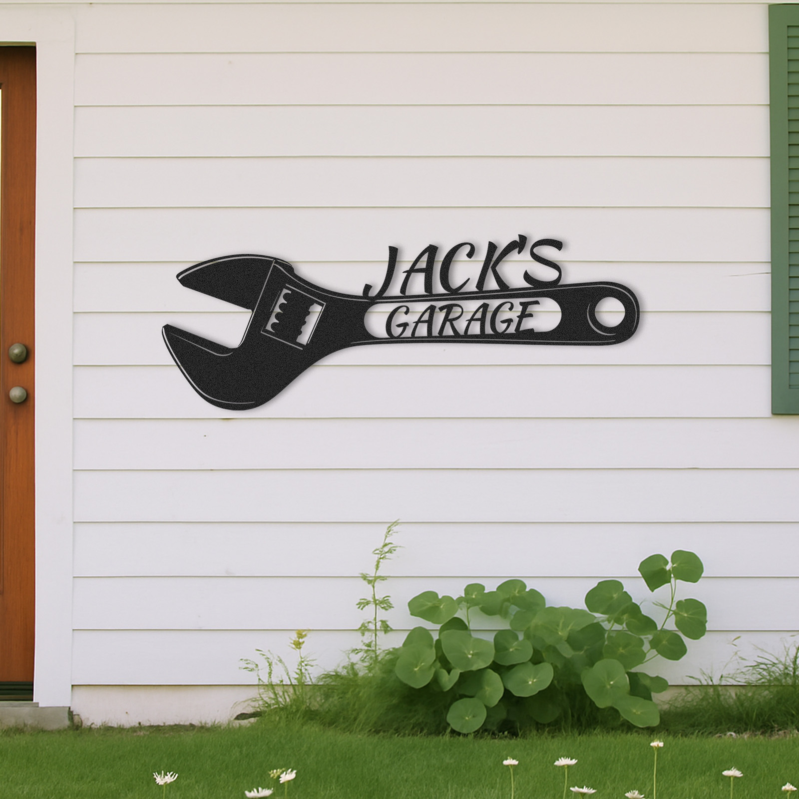 Custom Wrench Garage Sign, Personalized Metal Garage Wall Decor, Gift for Dad or Mechanic