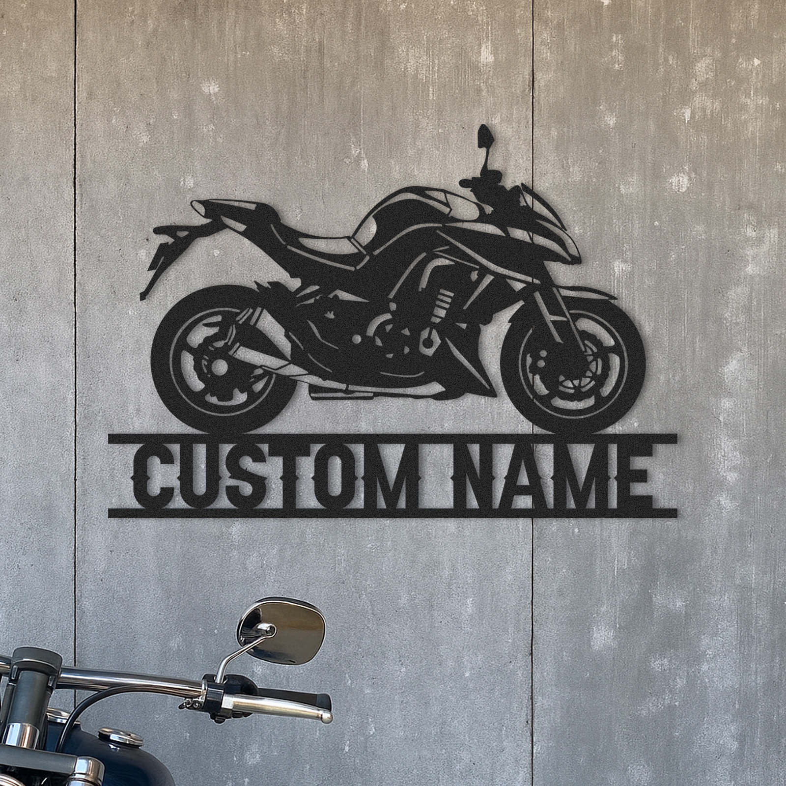 Custom Sport Motorcycle Metal Sign, Personalized Biker Name Wall Decor for Garage or Workshop, Custom Motorbike Nameplate Gift for Riders or Father's Day