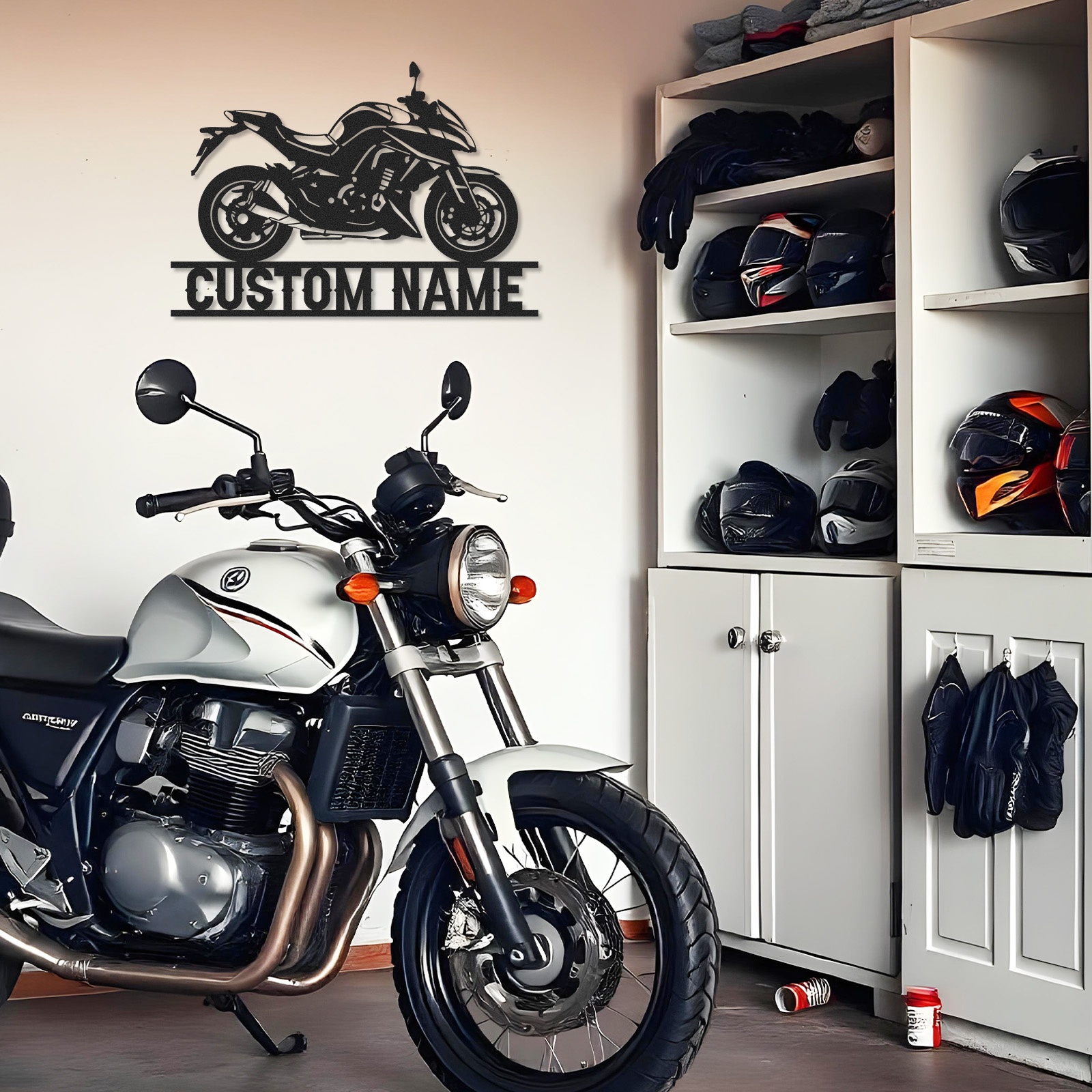 Custom Sport Motorcycle Metal Sign, Personalized Biker Name Wall Decor for Garage or Workshop, Custom Motorbike Nameplate Gift for Riders or Father's Day