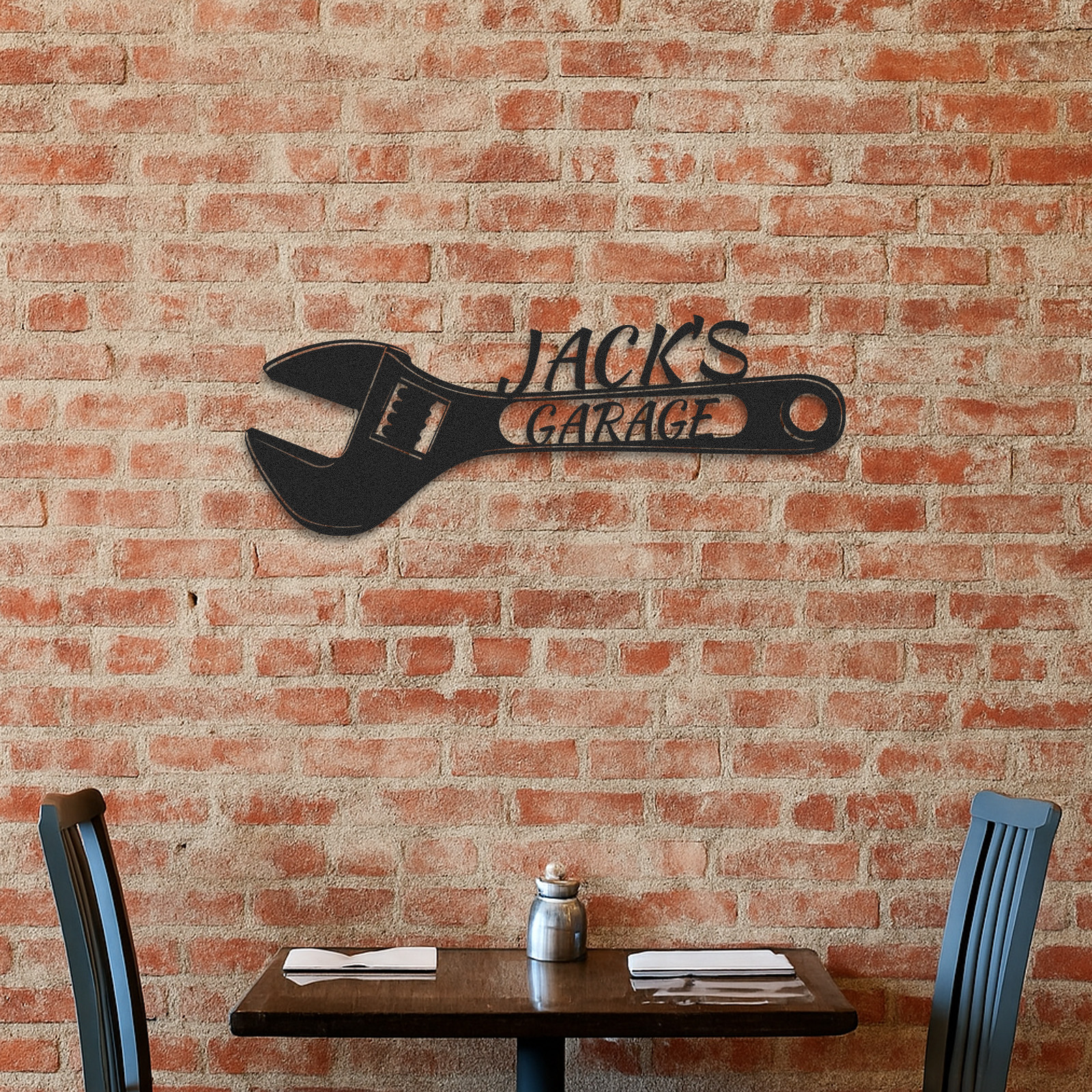 Custom Wrench Garage Sign, Personalized Metal Garage Wall Decor, Gift for Dad or Mechanic