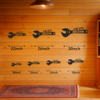 Custom Wrench Garage Sign, Personalized Metal Garage Wall Decor, Gift for Dad or Mechanic
