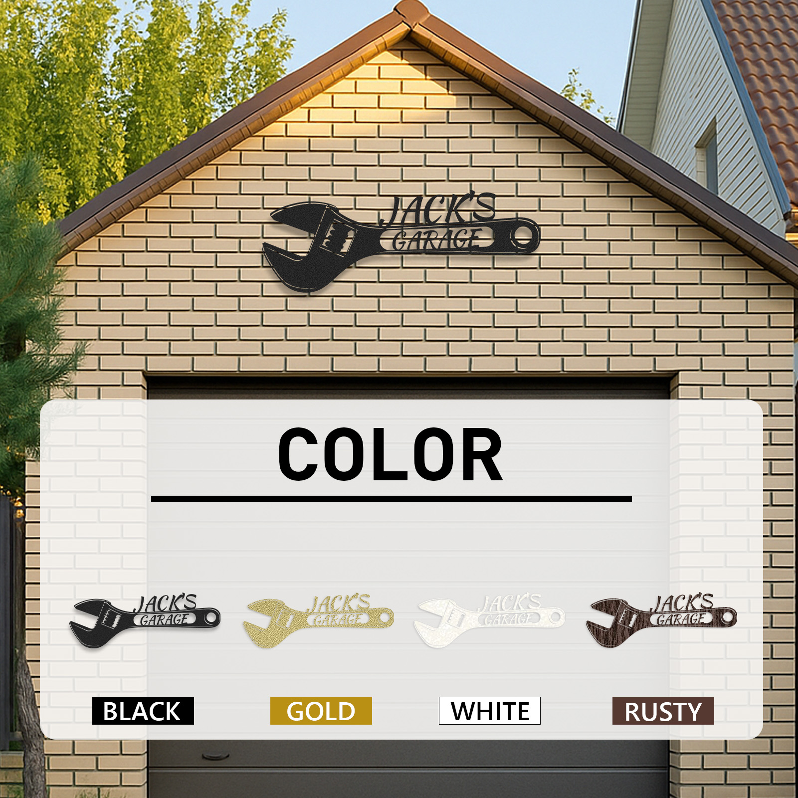 Custom Wrench Garage Sign, Personalized Metal Garage Wall Decor, Gift for Dad or Mechanic