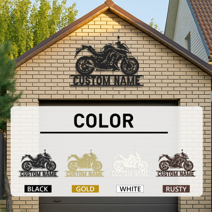 Custom Sport Motorcycle Metal Sign, Personalized Biker Name Wall Decor for Garage or Workshop, Custom Motorbike Nameplate Gift for Riders or Father's Day