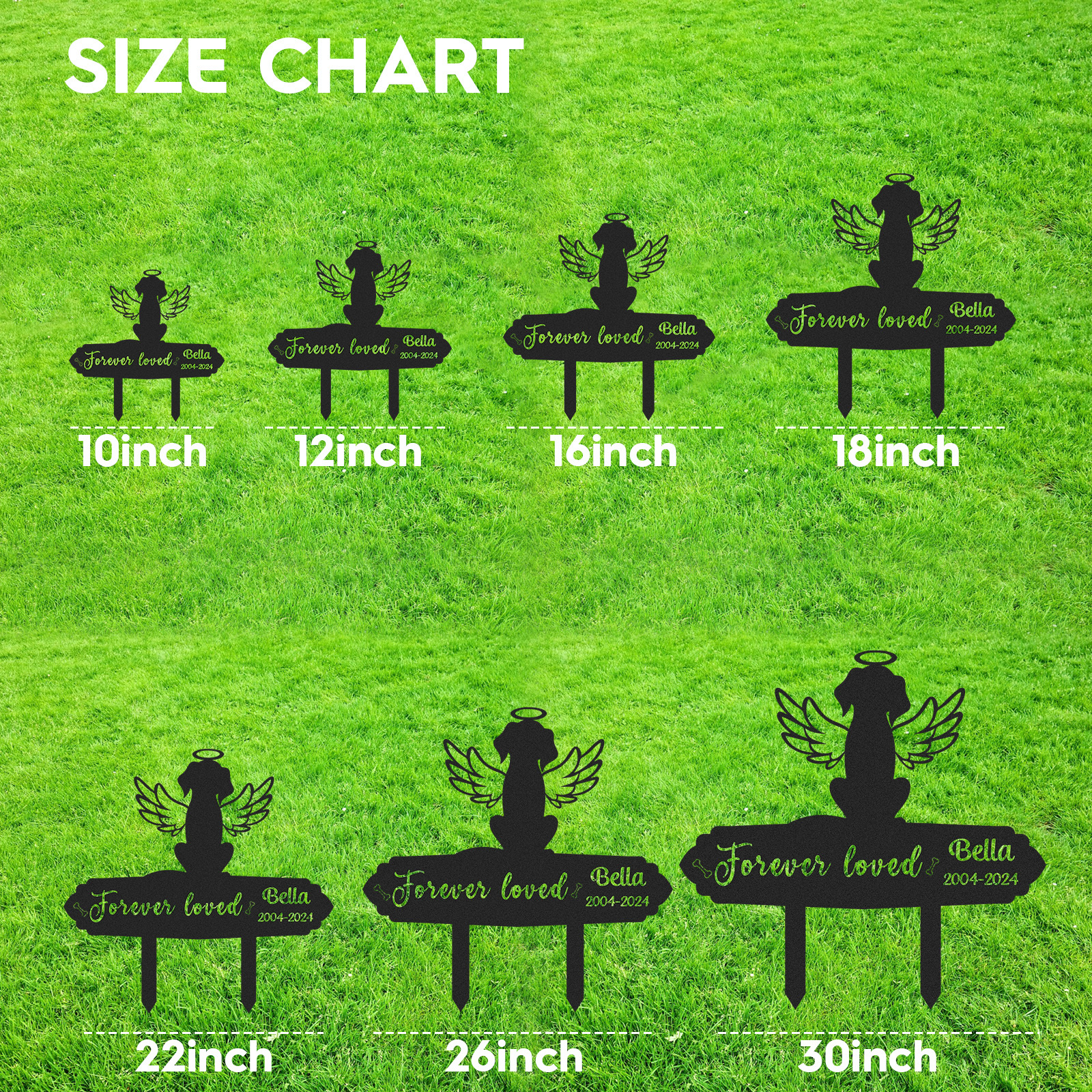 Custom Angel Dog Silhouette Pet Memorial Stake, Forever Loved Garden Marker for Dog or Cat, Personalized Outdoor Tribute for Pet Loss