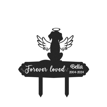 Custom Angel Dog Silhouette Pet Memorial Stake, Forever Loved Garden Marker for Dog or Cat, Personalized Outdoor Tribute for Pet Loss
