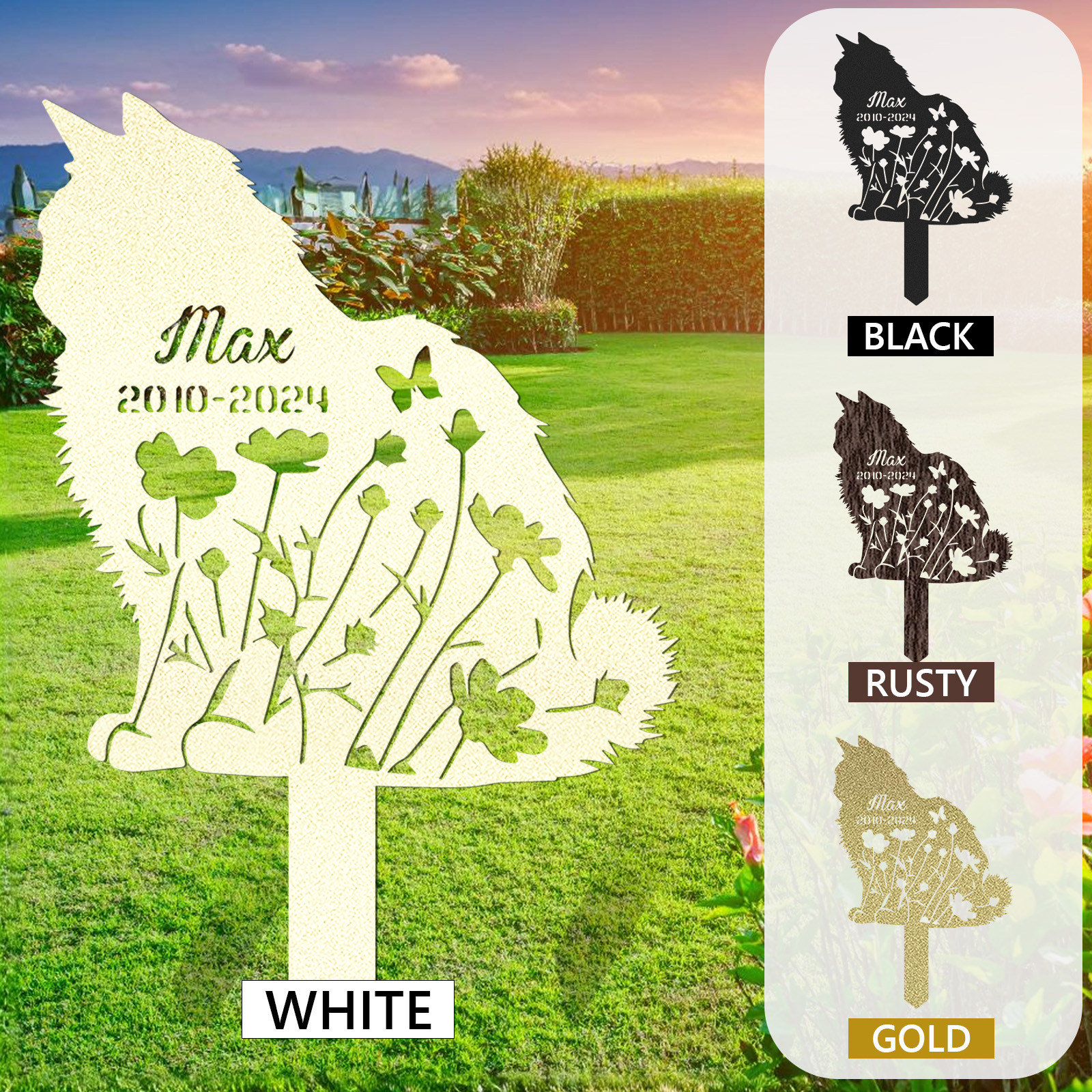 Custom Cat Memorial Stake, Cat Grave Marker, Cat Breed Metal Sign, Pet Memorial Gift, Cat Memorial Plaque