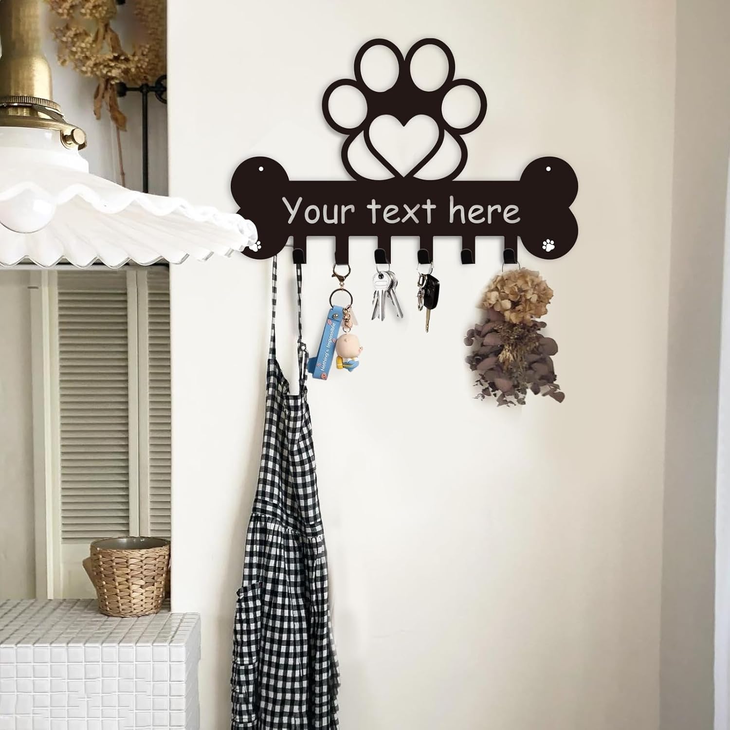 Custom Name Key Holder, Sweet Home Key Rack, Personalized Wall Decor for Home Organization-MetalsignX