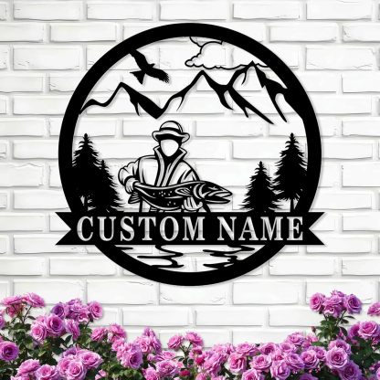 Personalized Largemouth Bass Metal Sign, Custom Fishing Last Name Sign for Home, Fish Family Signs Wall Decor-MetalsignX