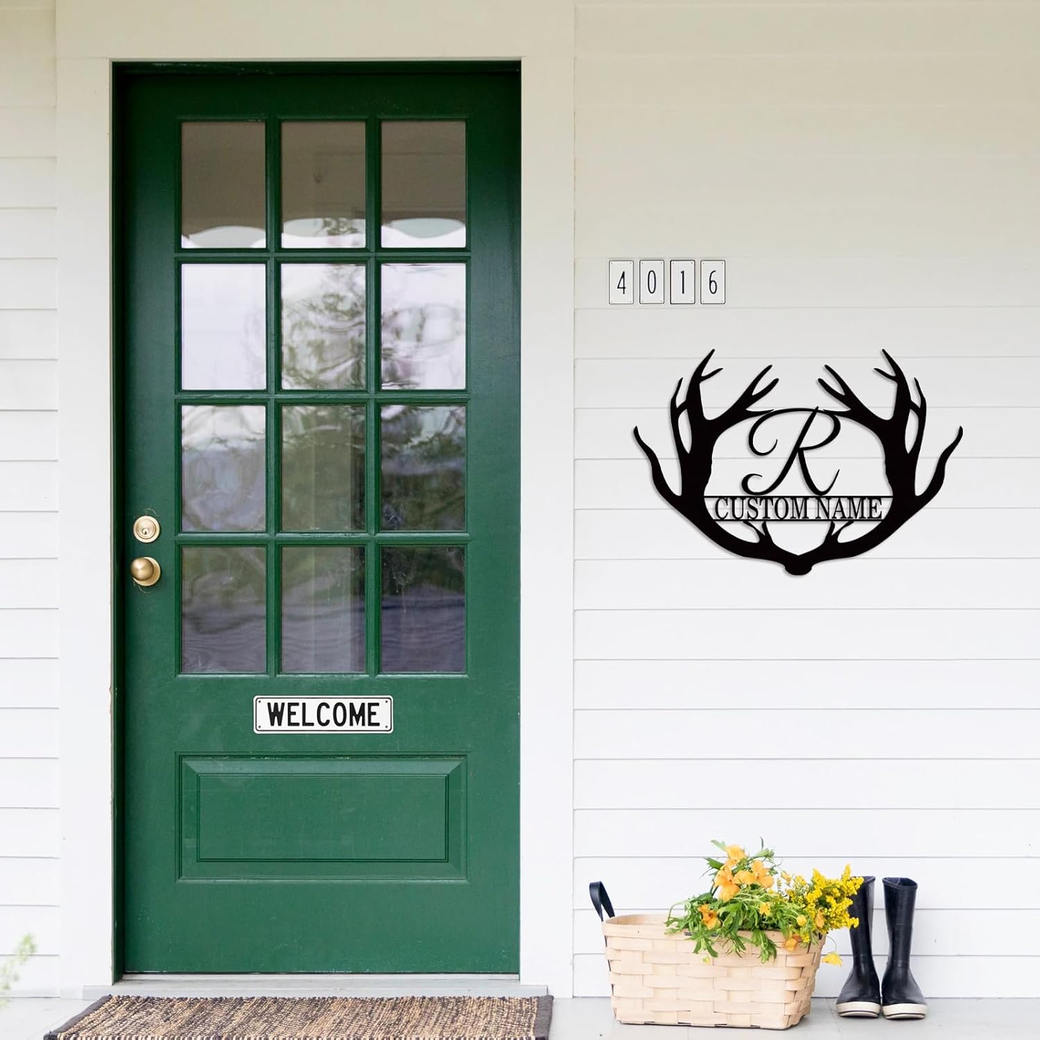 Personalized Metal Name Sign, Deer Antlers Monogram, Family Last Name Wall Art, Rustic Home Decor & Wedding Gifts-MetalsignX