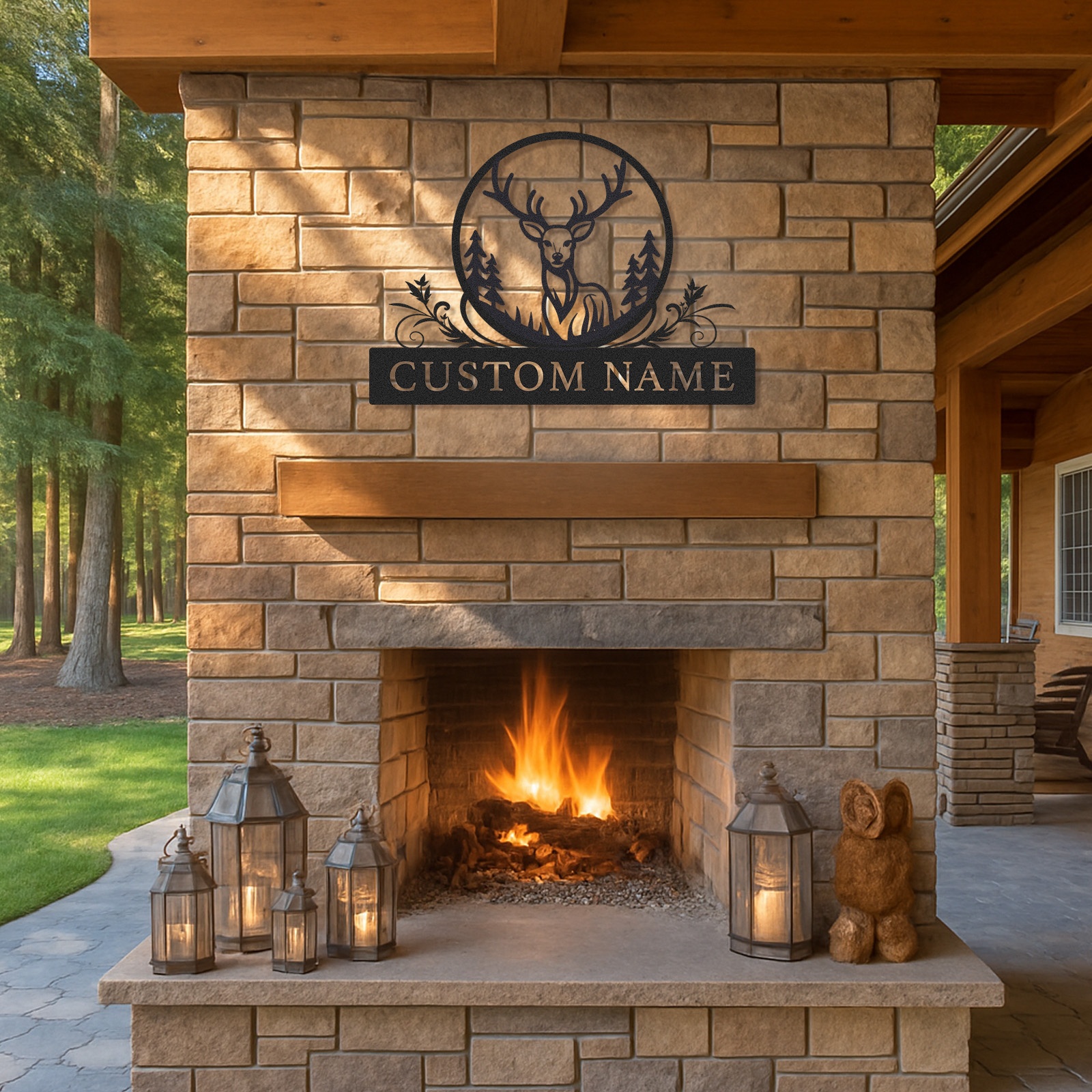 Custom Deer Metal Sign, Woodland Cabin Wall Art with Name, Great Gift for Hunters or Nature Enthusiasts