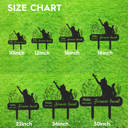 Custom Cat Memorial Garden Stake with Butterfly, Personalized Outdoor Sign with Name and Dates, Forever Loved Pet Tribute for Cat Loss