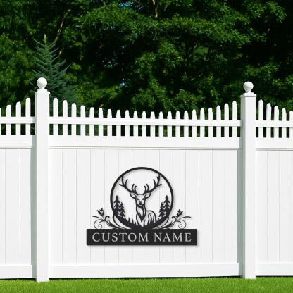 Custom Deer Metal Sign, Woodland Cabin Wall Art with Name, Great Gift for Hunters or Nature Enthusiasts
