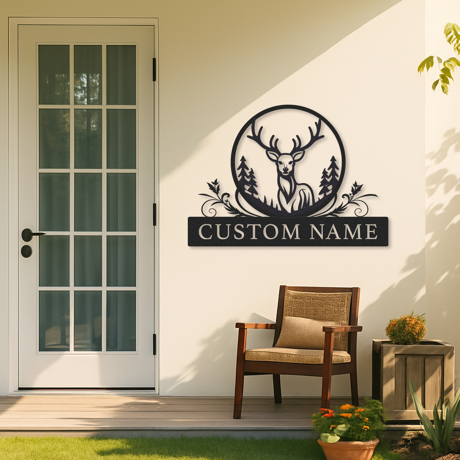 Custom Deer Metal Sign, Woodland Cabin Wall Art with Name, Great Gift for Hunters or Nature Enthusiasts