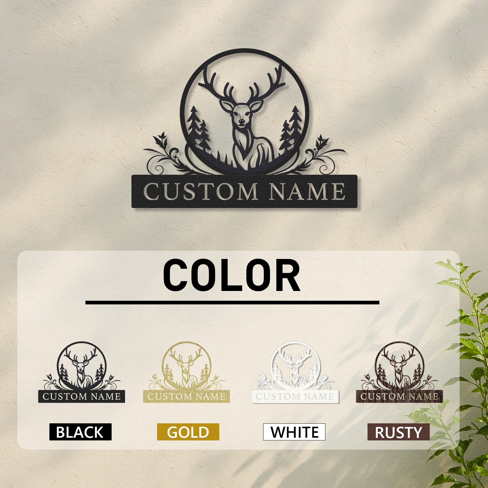 Custom Deer Metal Sign, Woodland Cabin Wall Art with Name, Great Gift for Hunters or Nature Enthusiasts