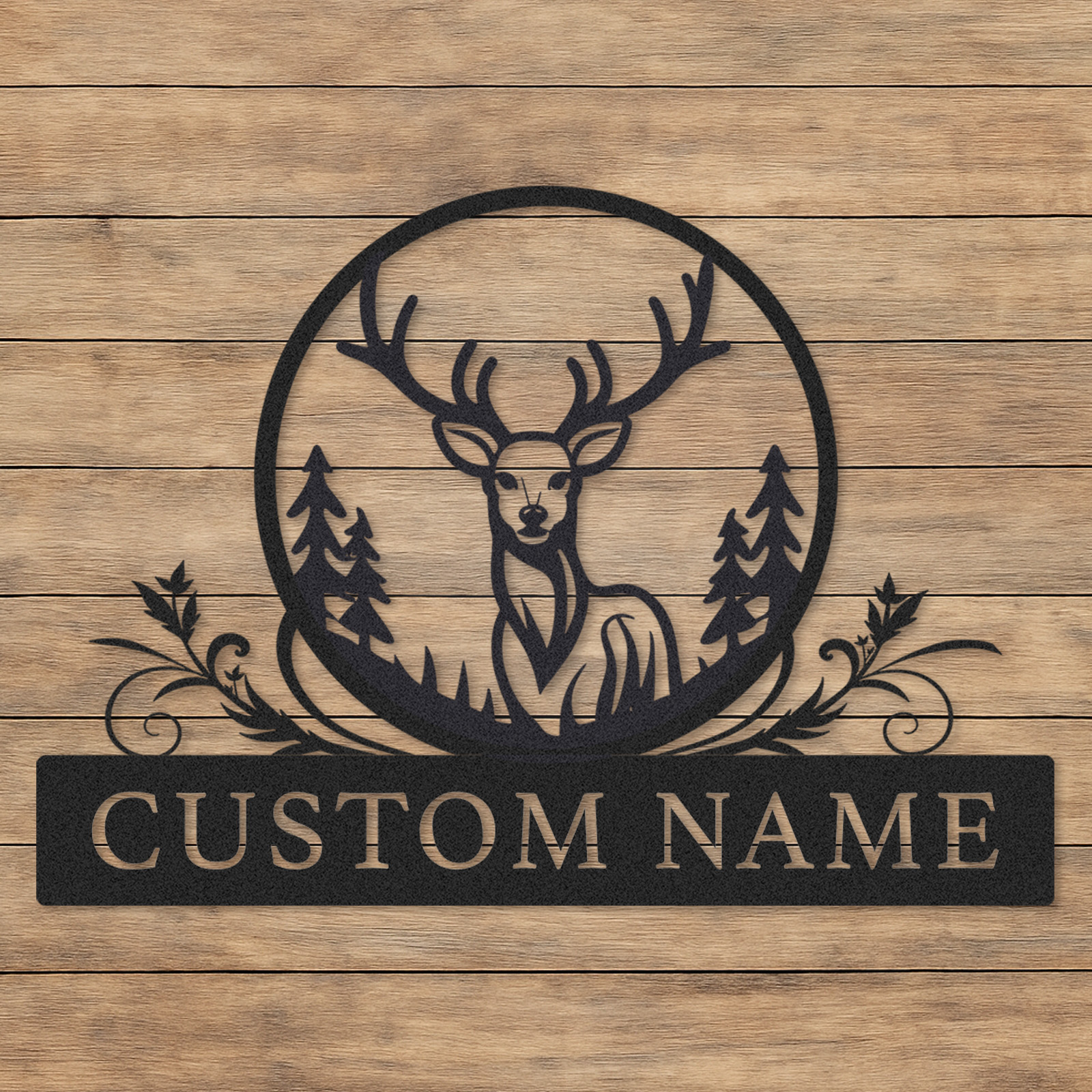 Custom Deer Metal Sign, Woodland Cabin Wall Art with Name, Great Gift for Hunters or Nature Enthusiasts