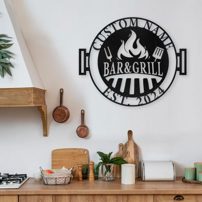 Custom Kitchen Name Sign , Wrought Iron Wall Art for Dining & Cooking Spaces-MetalsignX