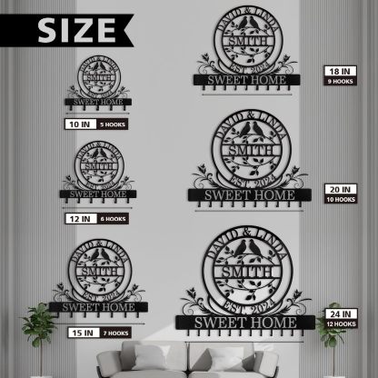 Personalized Couple's Name Key Rack Coat Rack, Metal Key Holder, Housewarming Gifts-MetalsignX