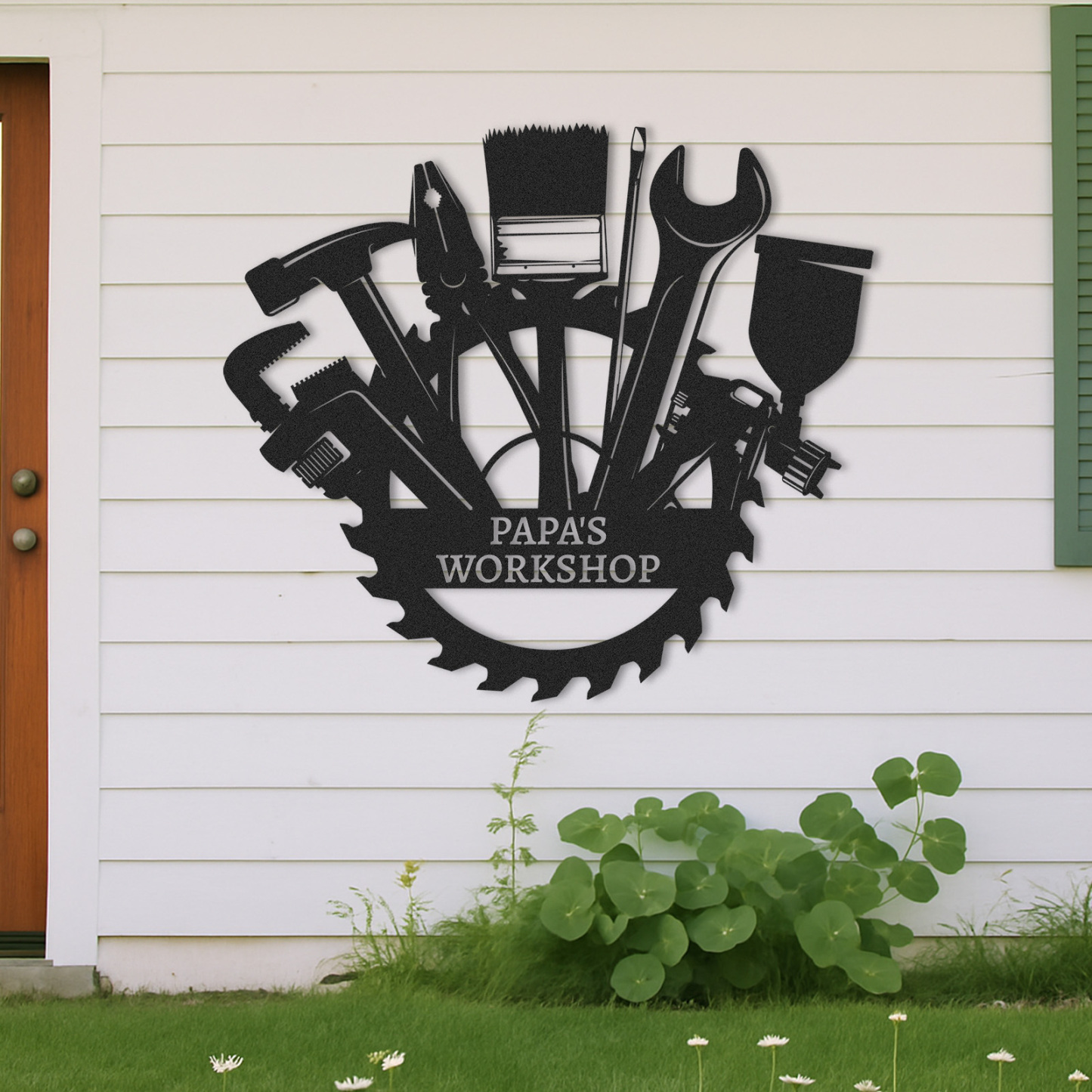 Papa's Workshop Metal Sign, Custom Garage Wall Art, Personalized Workshop Decor, Gift for Grandpa or Dad