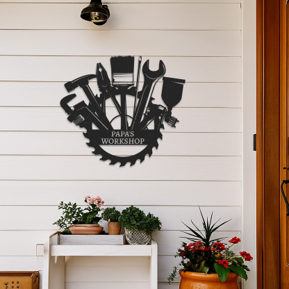 Papa's Workshop Metal Sign, Custom Garage Wall Art, Personalized Workshop Decor, Gift for Grandpa or Dad
