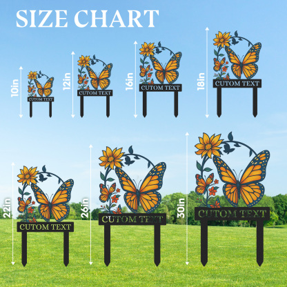 Custom Butterfly Garden Sign, Personalized Colorful Monarch Metal Yard Stake for Garden Decor, Custom Name Flower Sign for Outdoor, Gift for Gardeners