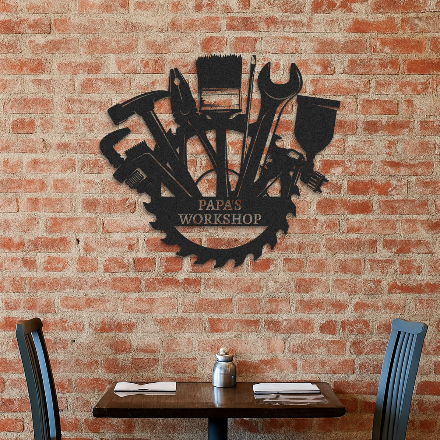 Papa's Workshop Metal Sign, Custom Garage Wall Art, Personalized Workshop Decor, Gift for Grandpa or Dad