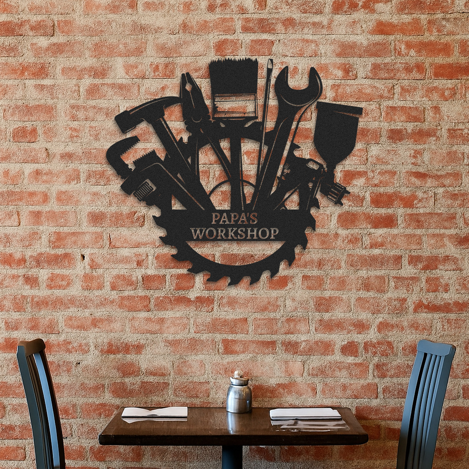 Papa's Workshop Metal Sign, Custom Garage Wall Art, Personalized Workshop Decor, Gift for Grandpa or Dad