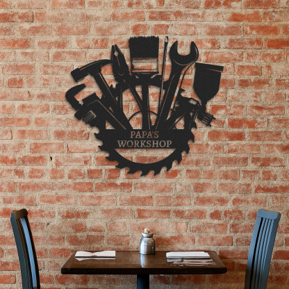 Papa's Workshop Metal Sign, Custom Garage Wall Art, Personalized Workshop Decor, Gift for Grandpa or Dad