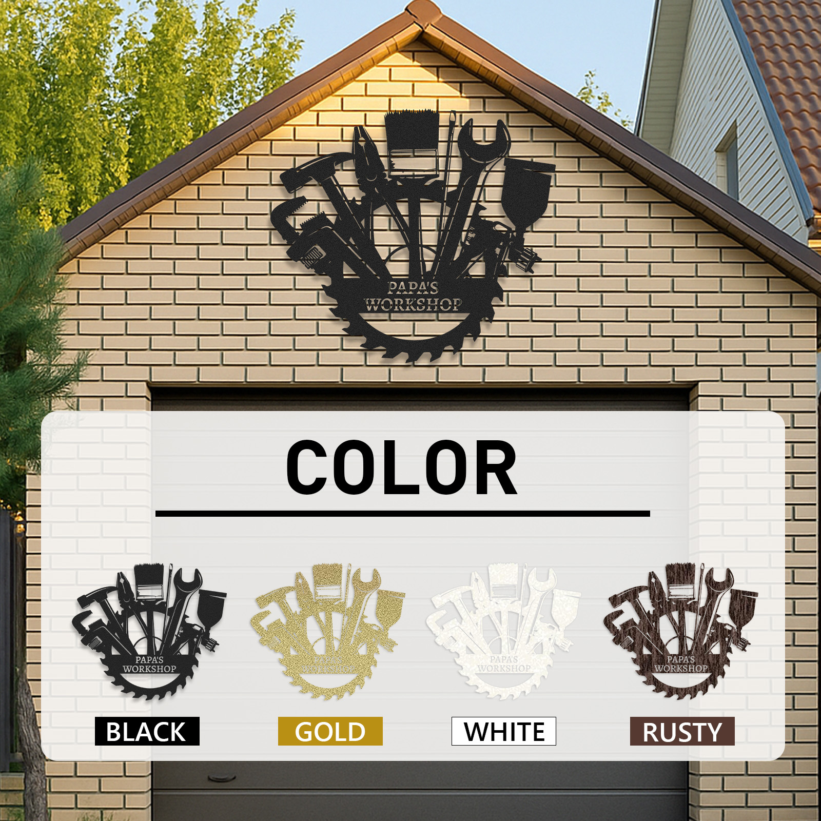 Papa's Workshop Metal Sign, Custom Garage Wall Art, Personalized Workshop Decor, Gift for Grandpa or Dad