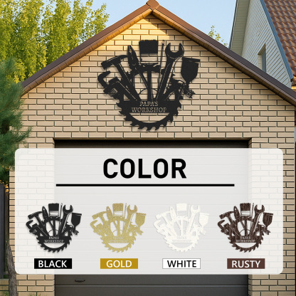 Papa's Workshop Metal Sign, Custom Garage Wall Art, Personalized Workshop Decor, Gift for Grandpa or Dad