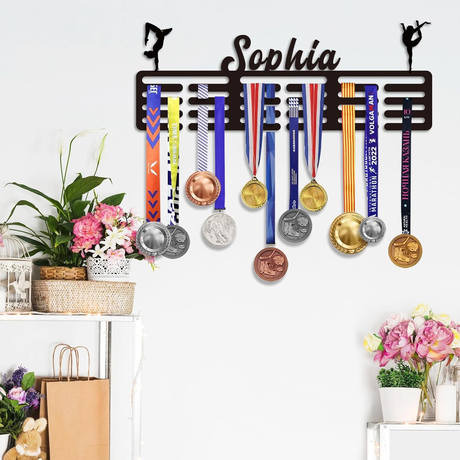 Custom Medal Hanger with Name, Wall Mount Holder for 60 Medals, Perfect for Youth Athletes & Sports Awards-MetalsignX