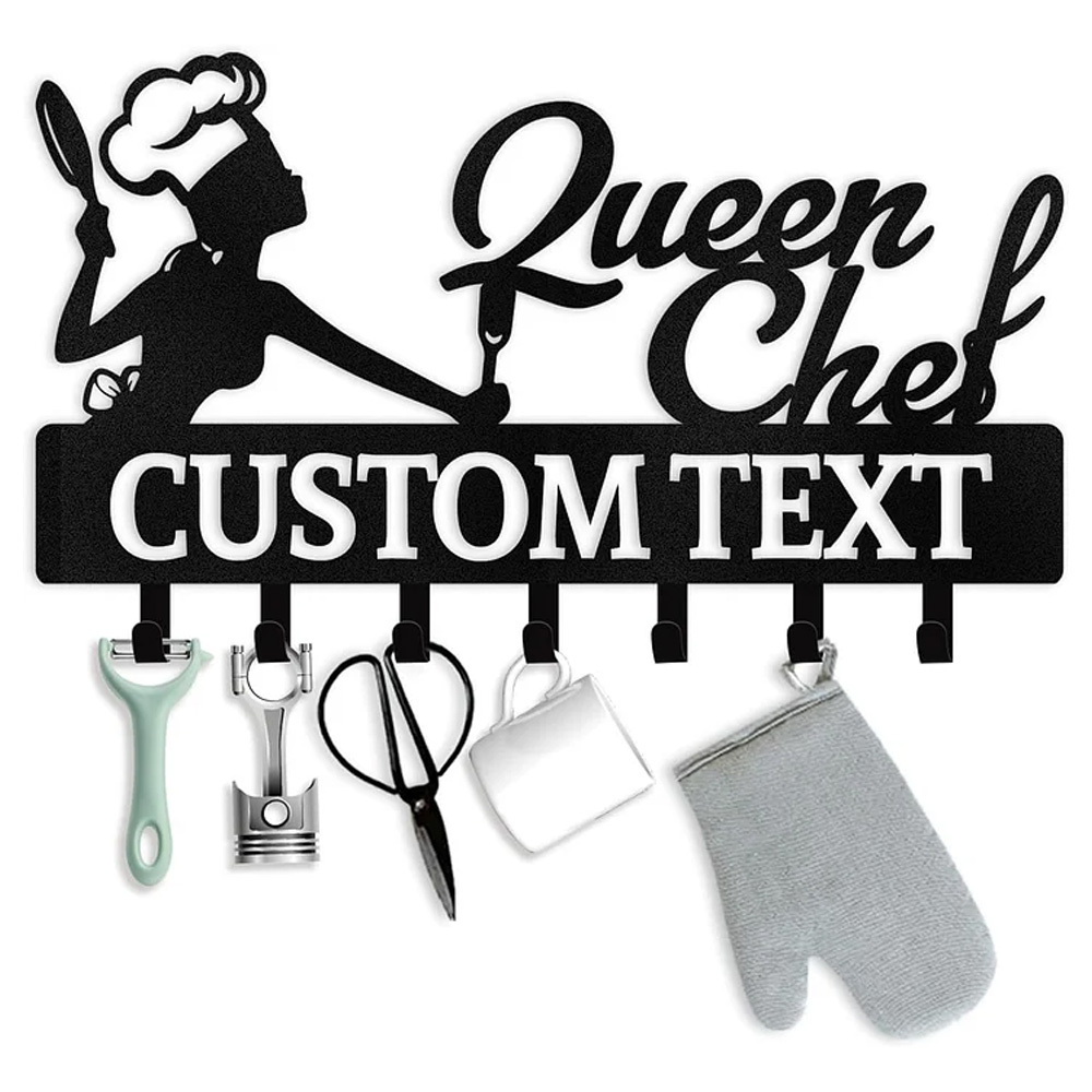 Personalized Key Holder for Wall, Queen Chef Wall Mounted Key Hooks-MetalsignX