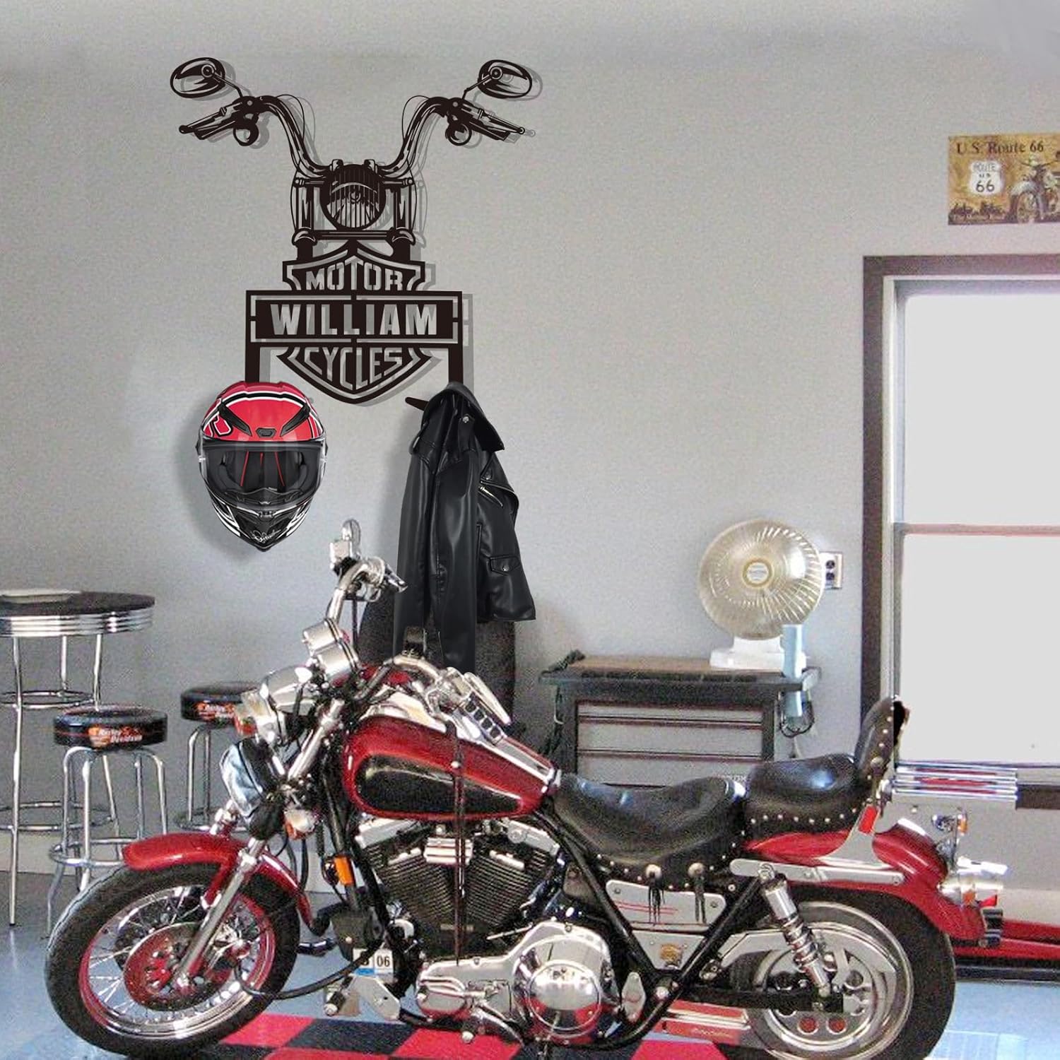 Rustic Wrought Iron Helmet Wall Mount ,Stylish Motorcycle Storage Solution-MetalsignX