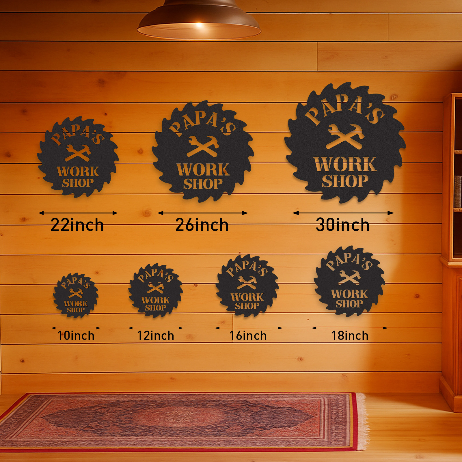 Papa's Workshop Saw Blade Metal Sign, Custom Garage Sign, Personalized Workshop Wall Art, Gift for Him