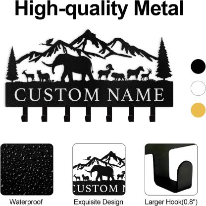 Personalized Polar Deer & Bear Key Holder on Wall | Wall-Mounted Key Organizer Rack-MetalsignX