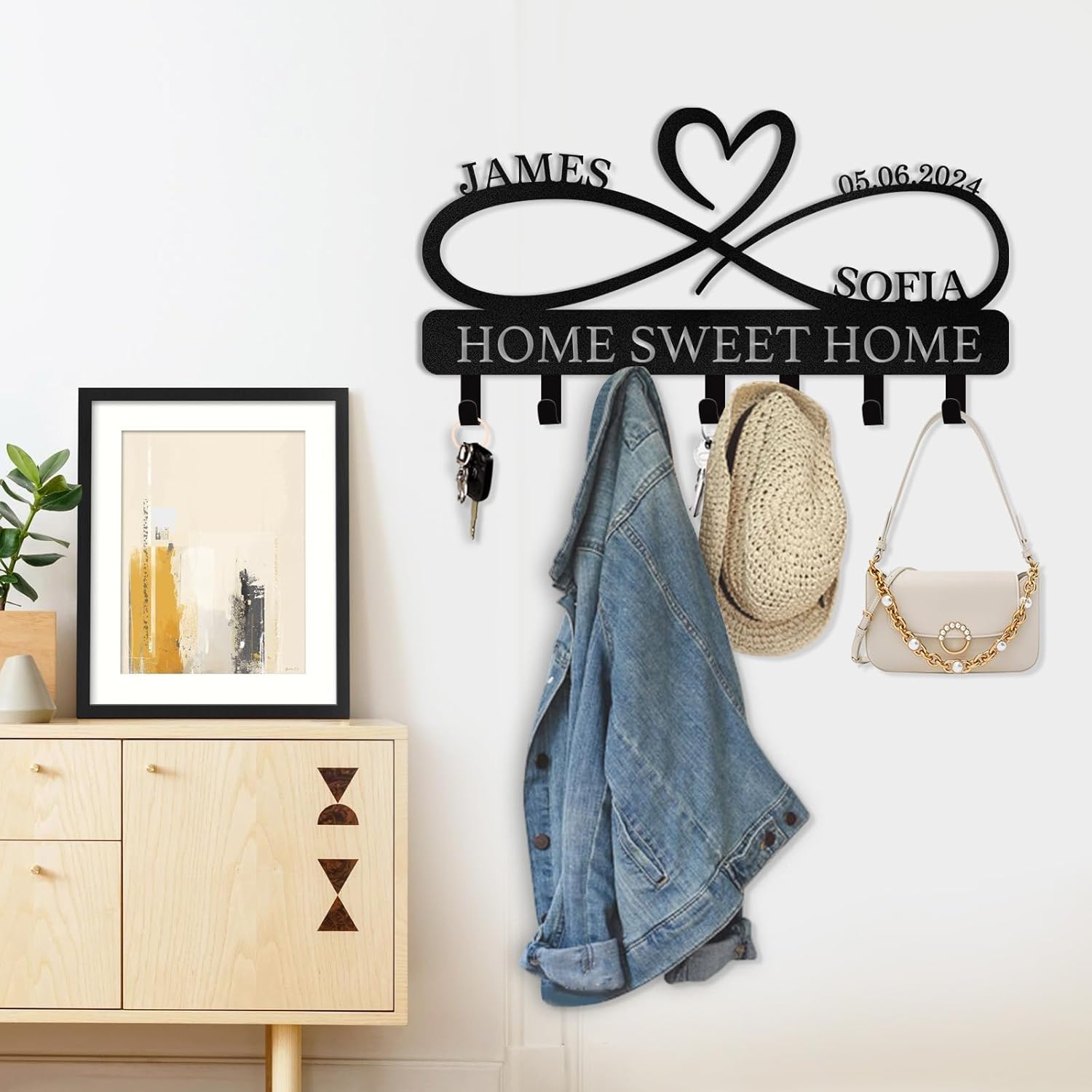 Personalized Key Holder for Wall, Custom Forest Deer Coat Rack Wall Hanging-MetalsignX