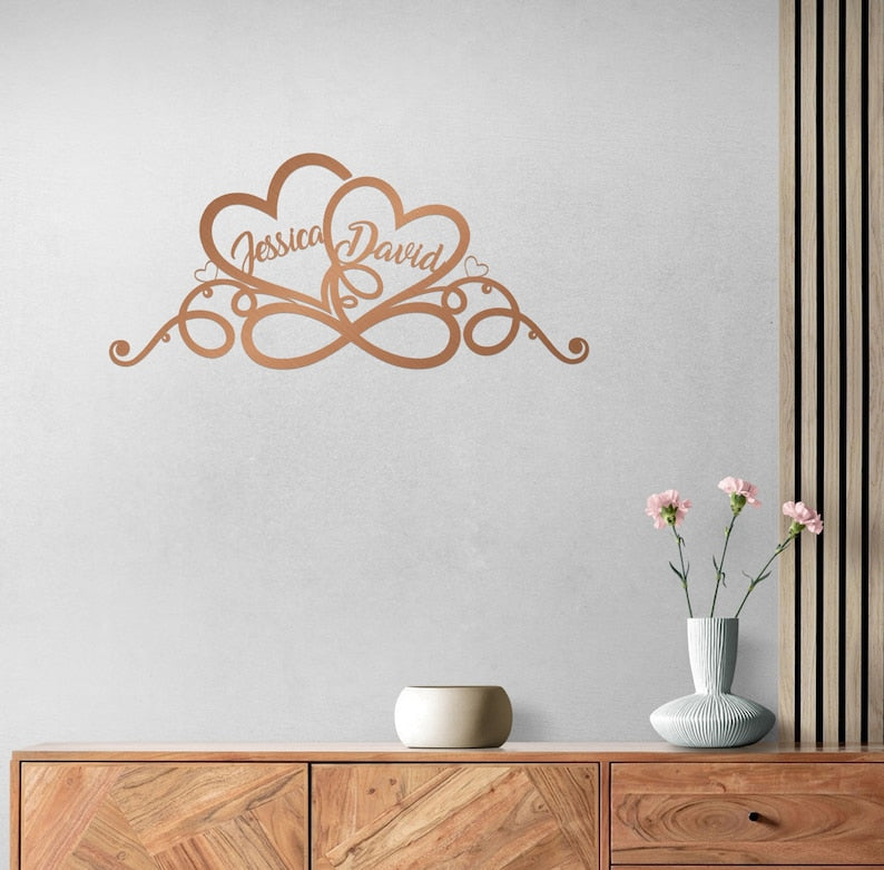 Personalized Wedding Gift for Couple Heart Sign with Names and Wedding Date Metal Sign-MetalsignX