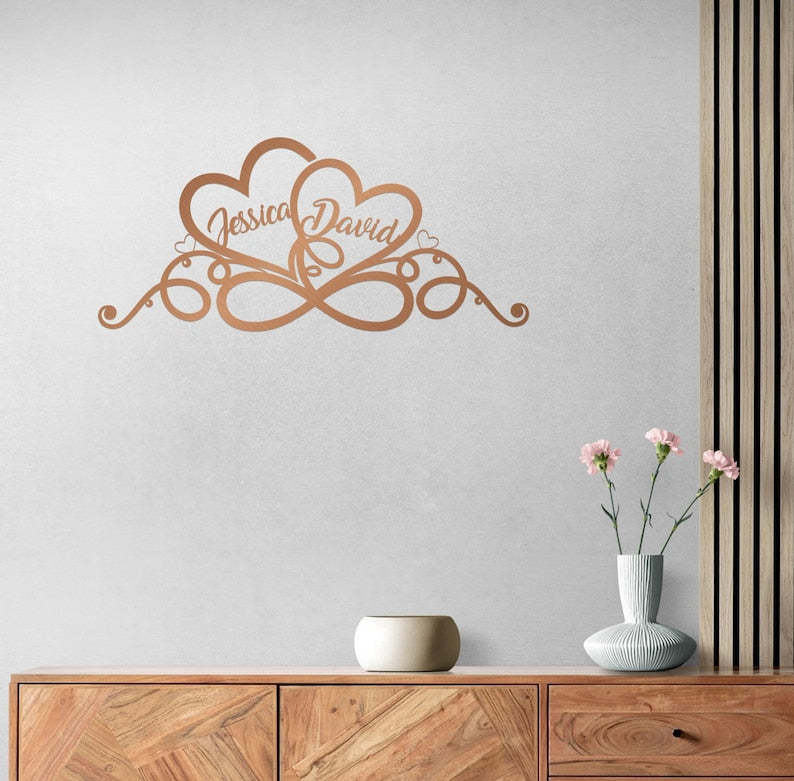 Personalized Wedding Gift for Couple Heart Sign with Names and Wedding Date Metal Sign-MetalsignX