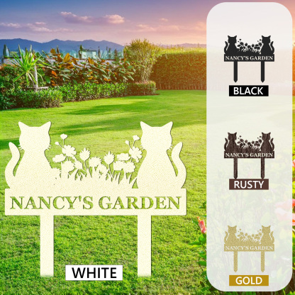 Custom Cat Garden Sign with Floral Design, Personalized Outdoor Stake for Yard or Memorial Use, Cat Lover Gift Idea