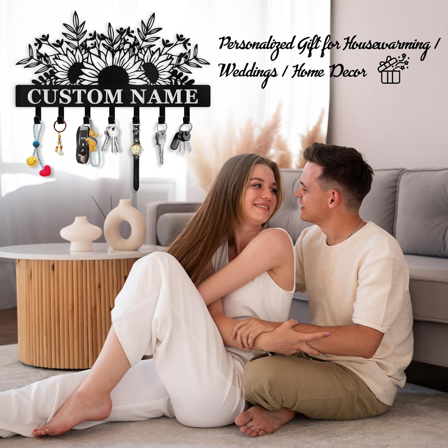 Custom Name Metal Key Holder Wall Mount, Organizer Rack for Home Entryway-MetalsignX