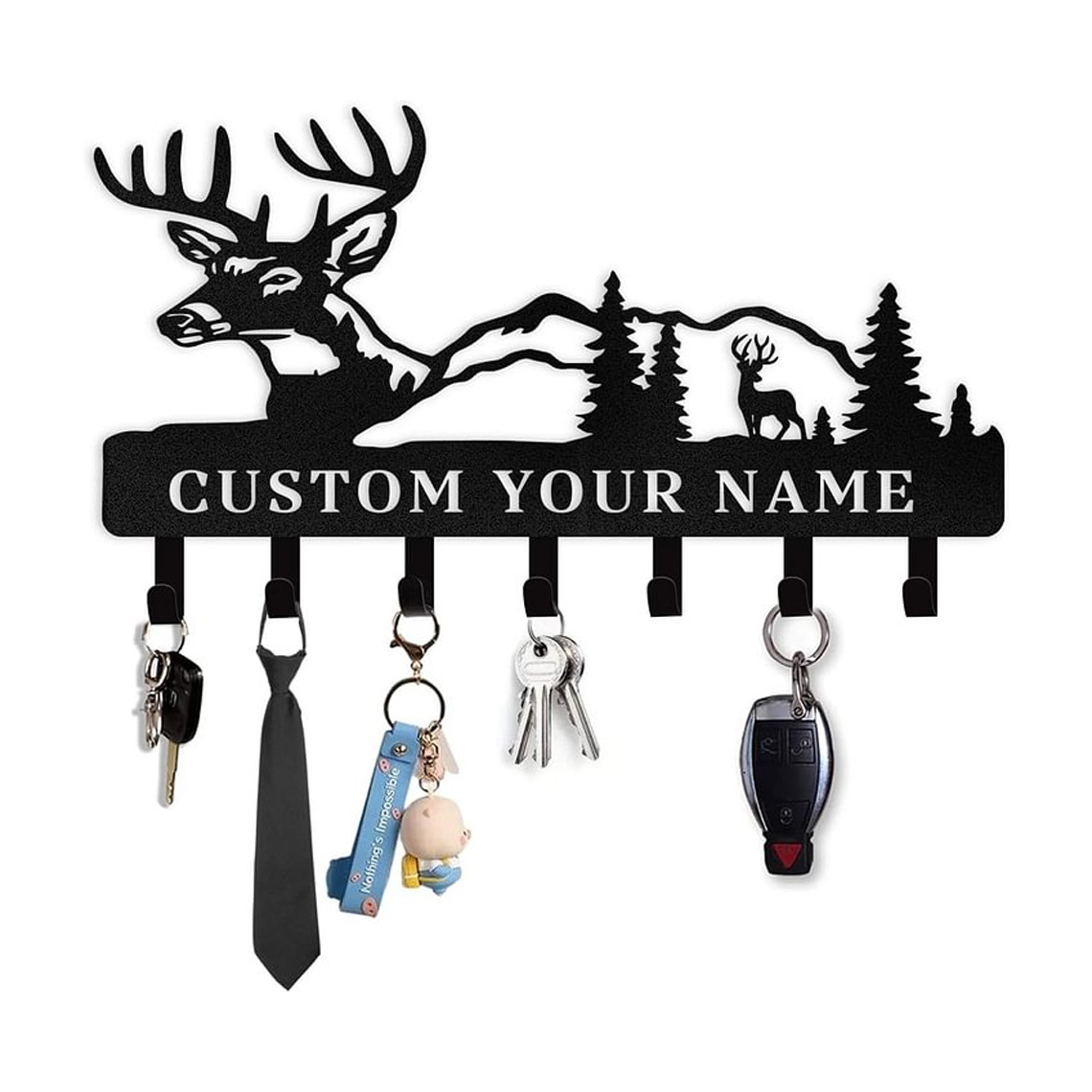 Personalized Key Holder for Wall, Custom Family Name Key Rack Holder