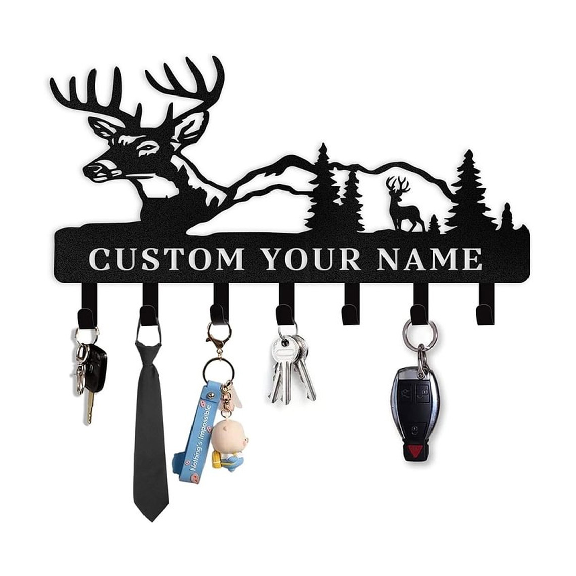 Personalized Key Holder for Wall, Custom Family Name Key Rack Holder-MetalsignX